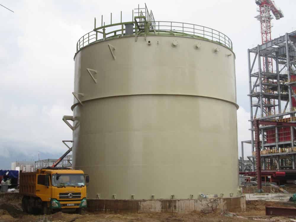 越南臺塑河靜鋼廠電廠3×150MW機組消防水槽防腐工程